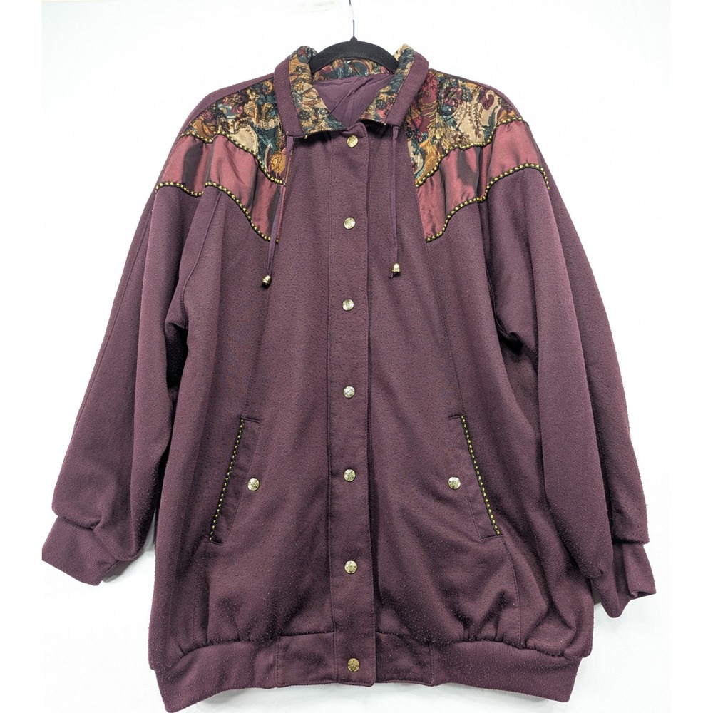 Vintage Basic Editions‎ Reversible Tapestry Bomber Jacket Purple One Size XL